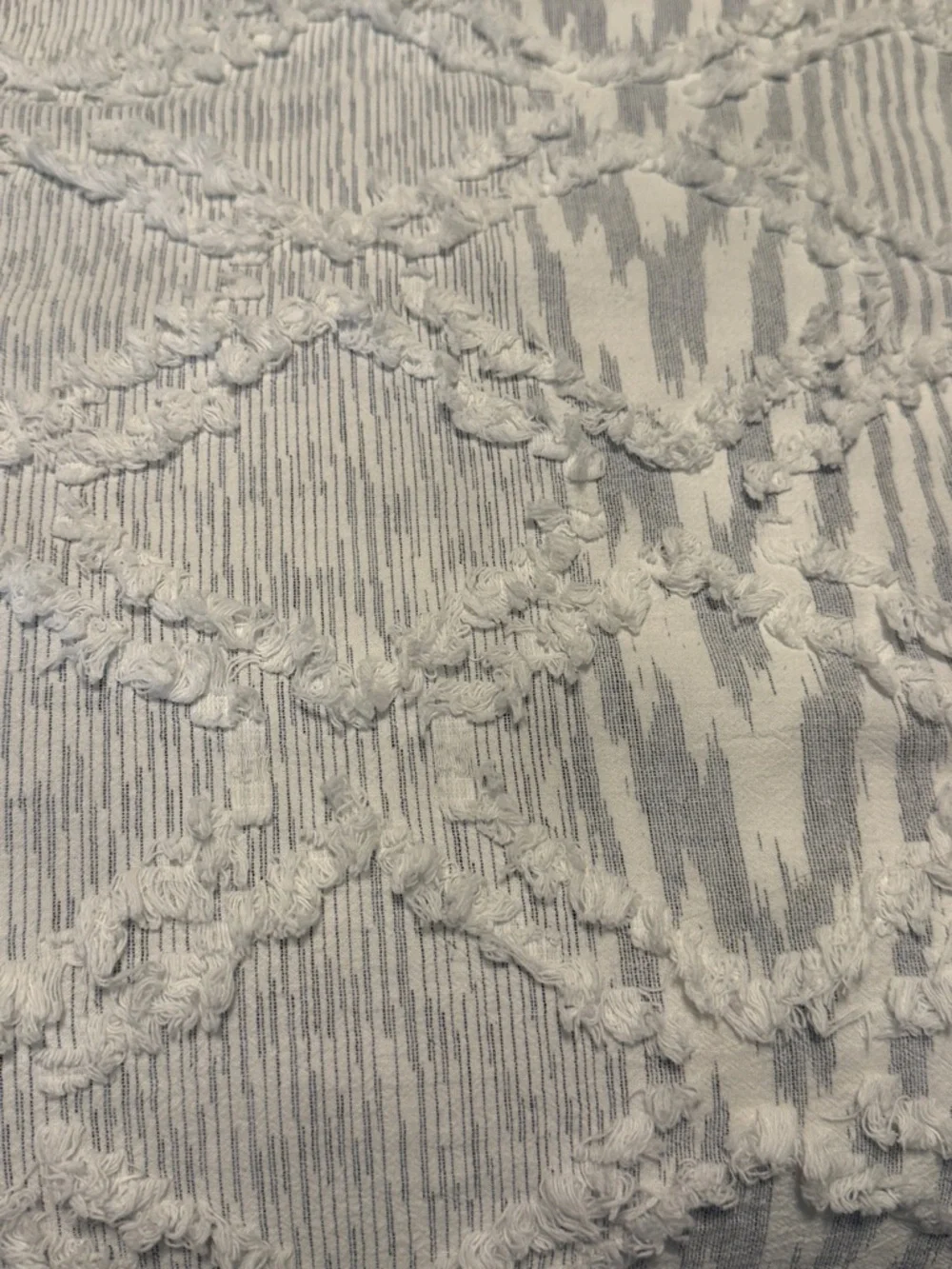 Textured Diamond Chenille Bedspread Set in Light Gray